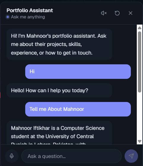 Portfolio AI Chat Assistant screenshot